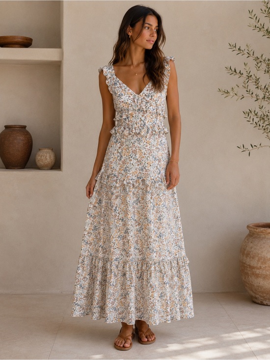 Altar'd State Dresses & Skirts - Altar’d State Floral Ruffle Maxi Dress Cottagecore Boho Prairie XS
